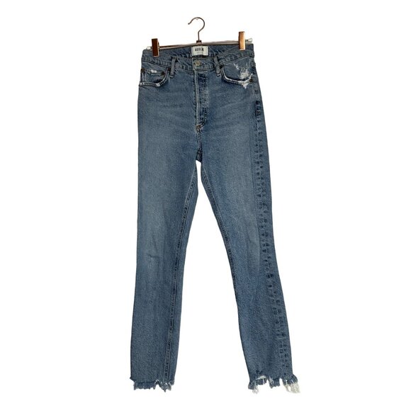 AGOLDE Nico High Rise Slim Jeans Size 25 Rooted Button Fly Distressed - Picture 2 of 11